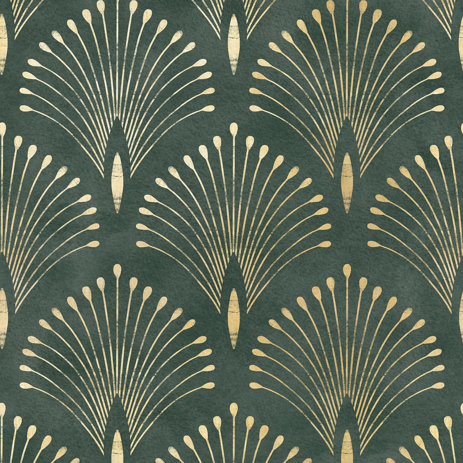Papel Pintado Autoadhesivo Verde Oscuro y Dorado Baño 40cmx1000cm
