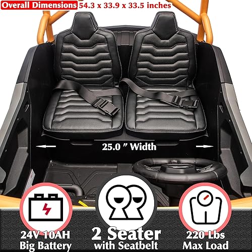 Miniatura 5 de sopbost Juguete de paseo de 24 V y 10 Ah para niños grandes, Arctic CAT con licencia Wildcat XX Black Hills Edition, auto de 2 plazas con control