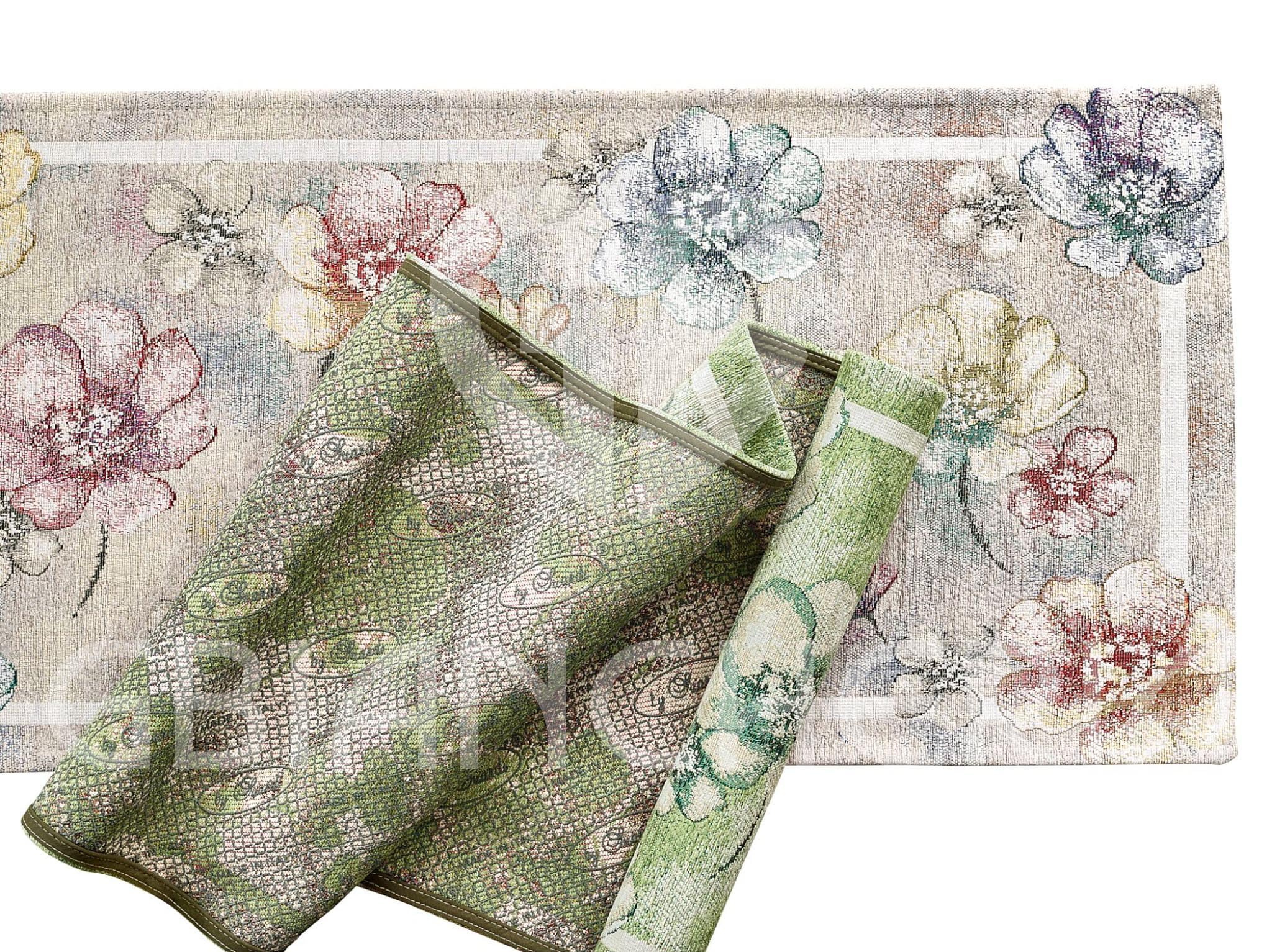 by Suardi Tappeto Cucina Bagno Emily Antiscivolo Lavabile in Lavatrice, Passatoia 55 cm in Ciniglia Jacquard Floreale, Made in Italy, Vari Colori e Misure (Tortora, 55x115 cm)
