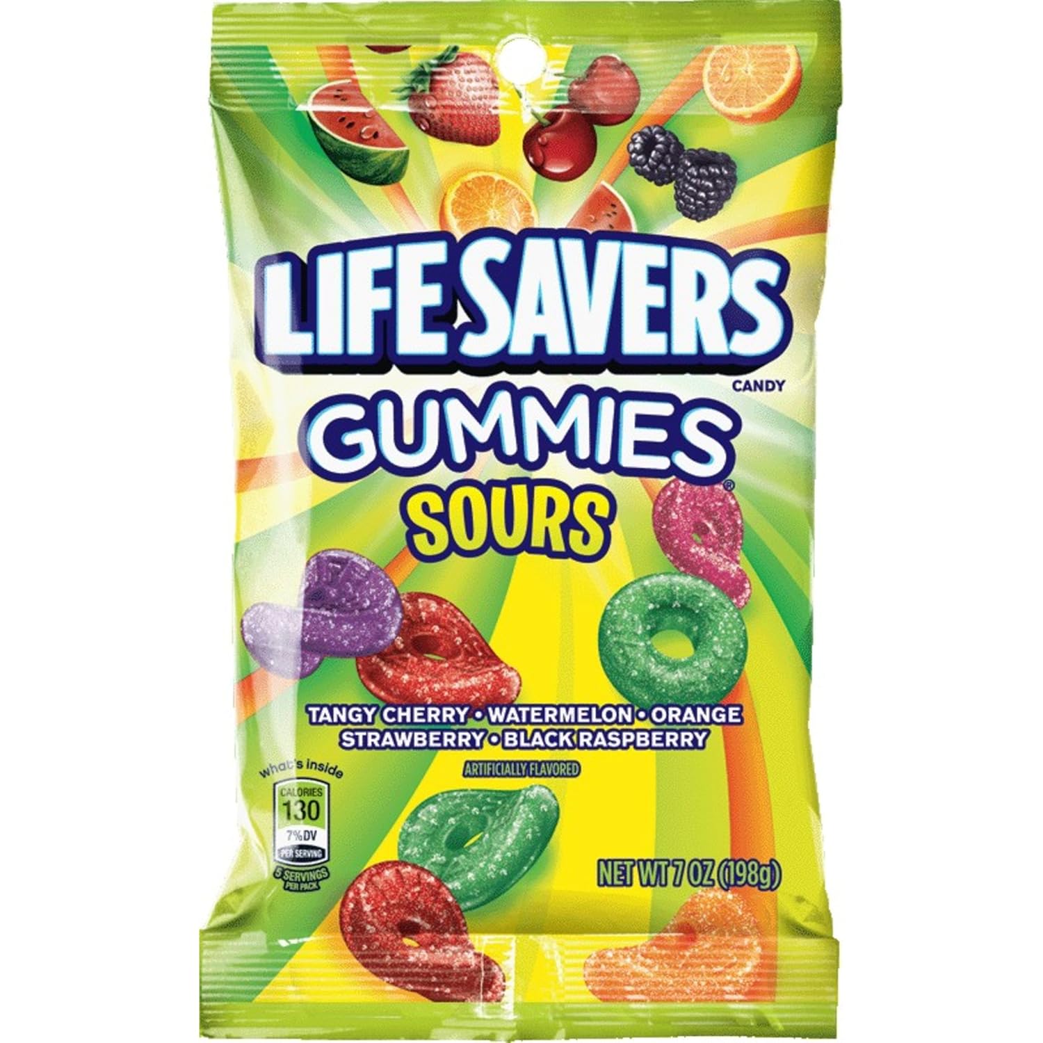 LIFE SAVERS Sours Gummies Candy Bag, 7 ounce (Pack of 12) : Gummy Candy : Grocery & Gourmet Food