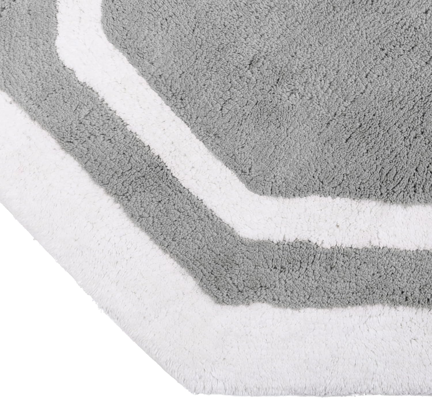 Sherry Kline Bathroom Rug; Water Absorbent Shower Mat; Hand Made Bath Accessories; Machine Washable Rugs; Bath Mat for Decor; Non Slip Floor Mats (32''; White/Grey Center; Hexagon)