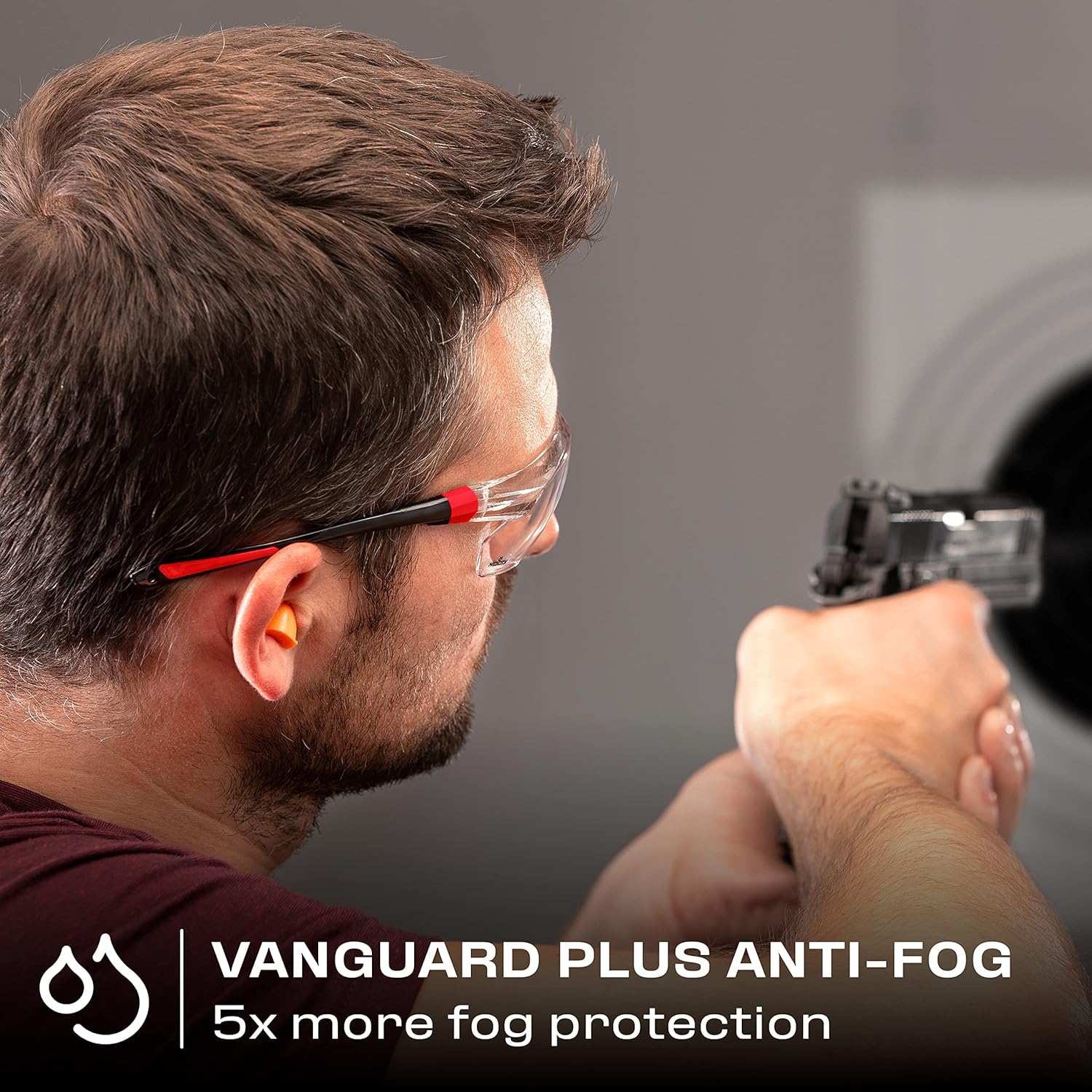 NoCry Safety Glasses That Fit Over Your Prescription Eyewear; UV400 Protection; 10 pack & Clear Safety Glasses for Men and Women; Lightweight Work Glasses with Adjustable Frames, Black & Red 10 pack