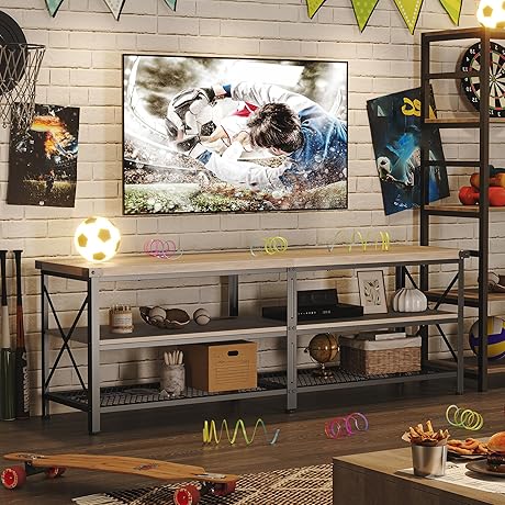 INDUSTRIAL FARMHOUSE TV STAND FOR 70 INCH TV