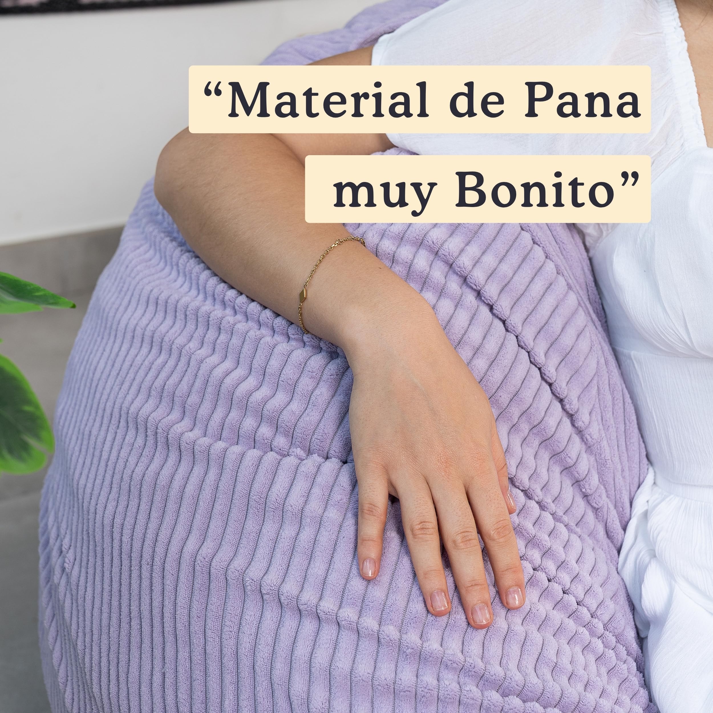 bananair - Puff Salón de Pana - Cómodo, con Relleno Incluído - Funda Lavable - Puff Pera Fácil de Transportar - Bean Bag Versátil, Puff Gamer, Niños y Adolescentes (105 x 85 cm, Violeta Lila)