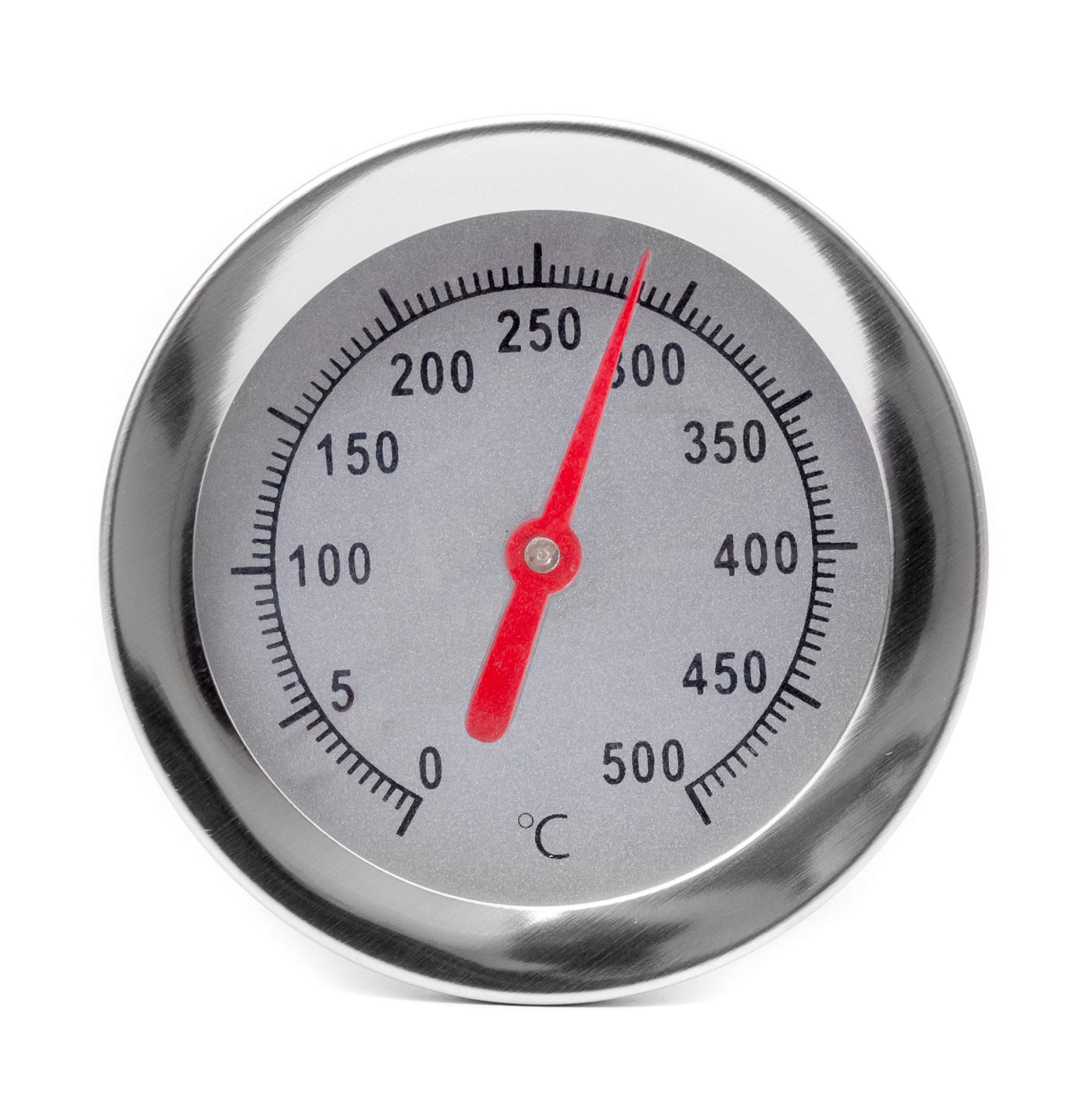 Lantelme Termómetro de acero inoxidable de 500 °C, sonda de 15 cm, con cono de latón para fijación a la parrilla, carrito, horno, barbacoa 7819