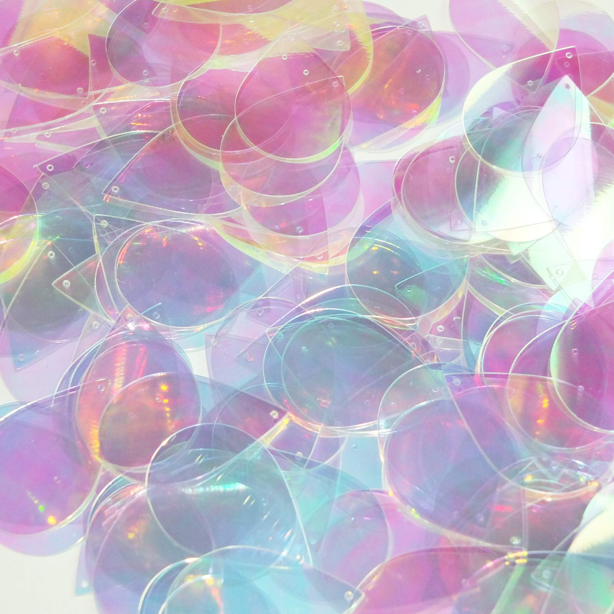 Teardrop Sequin 1.5" Crystal Crystallina Iris Mirror Iridescent Loose Couture Paillettes