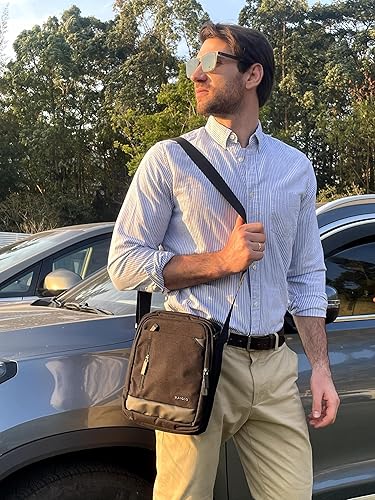 Miniatura 7 de BAIGIO Bolsa de mensajero para hombre, bolsa de hombro, bolsa de viaje, bolso para hombre, bolso casual para trabajo y negocios