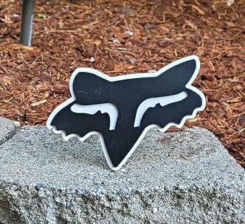 Hitches & Things Fox Logo Hitch Cover Numerous Color Schemes ReceiverBack White Front Logo Black, 6.75x6