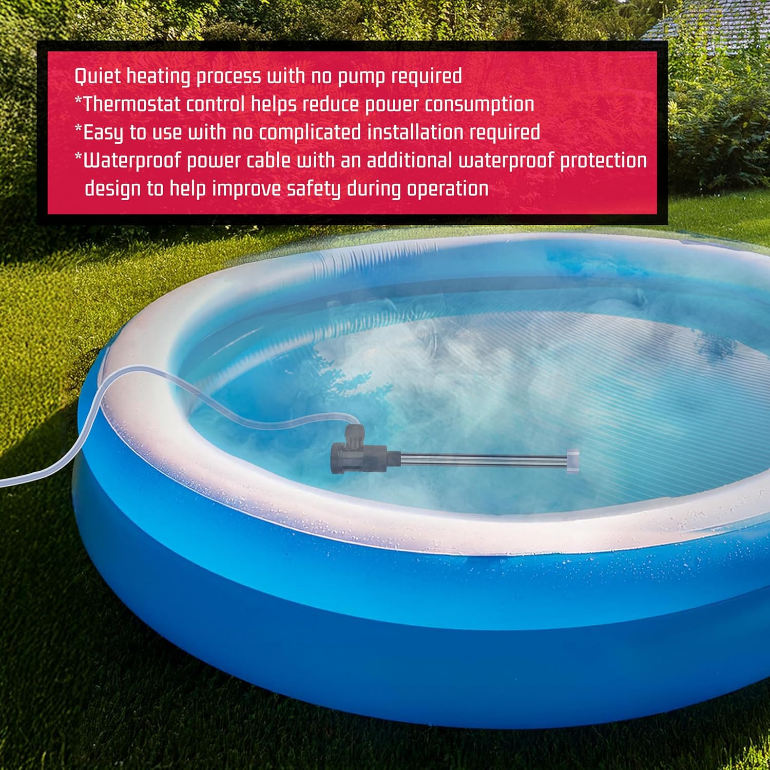 2000W Immersion Water Heater for Pool & Hot Tub – Portable Electric Submersible Heater with Auto Shut-Off, and WiFi Timer for Above Ground Pool, Bathtub, Swimming pool, Spa and Inground pool
