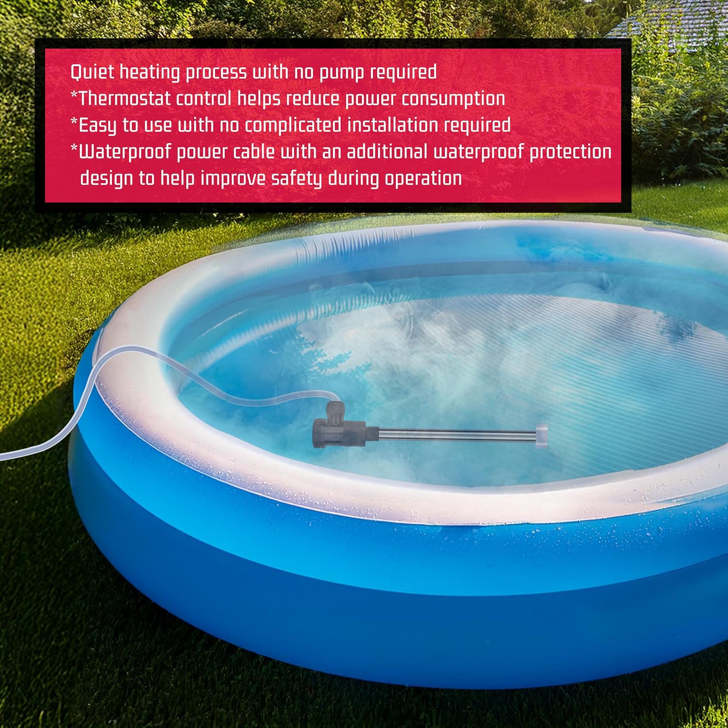 240V 3500W Immersion Water Heater for Pool & Hot Tub – Portable Electric Submersible Heater with Temp Control, Auto Shut-Off and WiFi Timer for Baptistry, Above Ground Pool and Bathtub