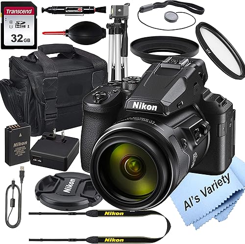 Nikon intl Nikon COOLPIX P950 Cámara digital + tarjeta de 32 GB, trípode, funda y más (paquete de 17 piezas) (renovado)