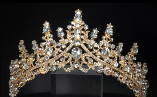 Diadème Couronne Princesse En Cristal Doré - Pour Mariage, Bal, Fête, Anniversaire, Carnaval - Bijou De Cheveux élégant