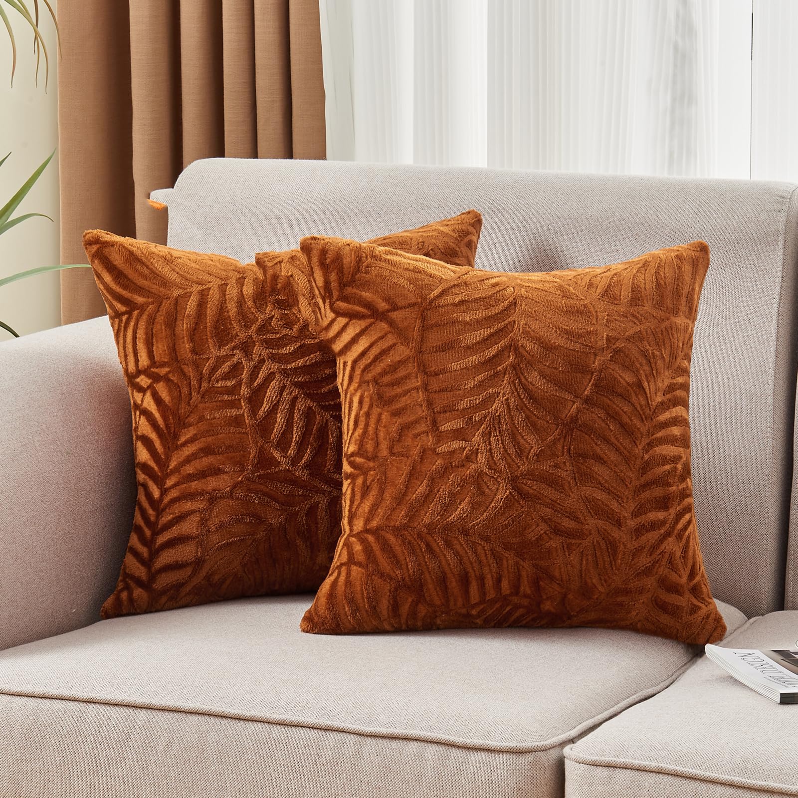 SOCHOW Caramel Leaf Texture Fall Pillow Covers