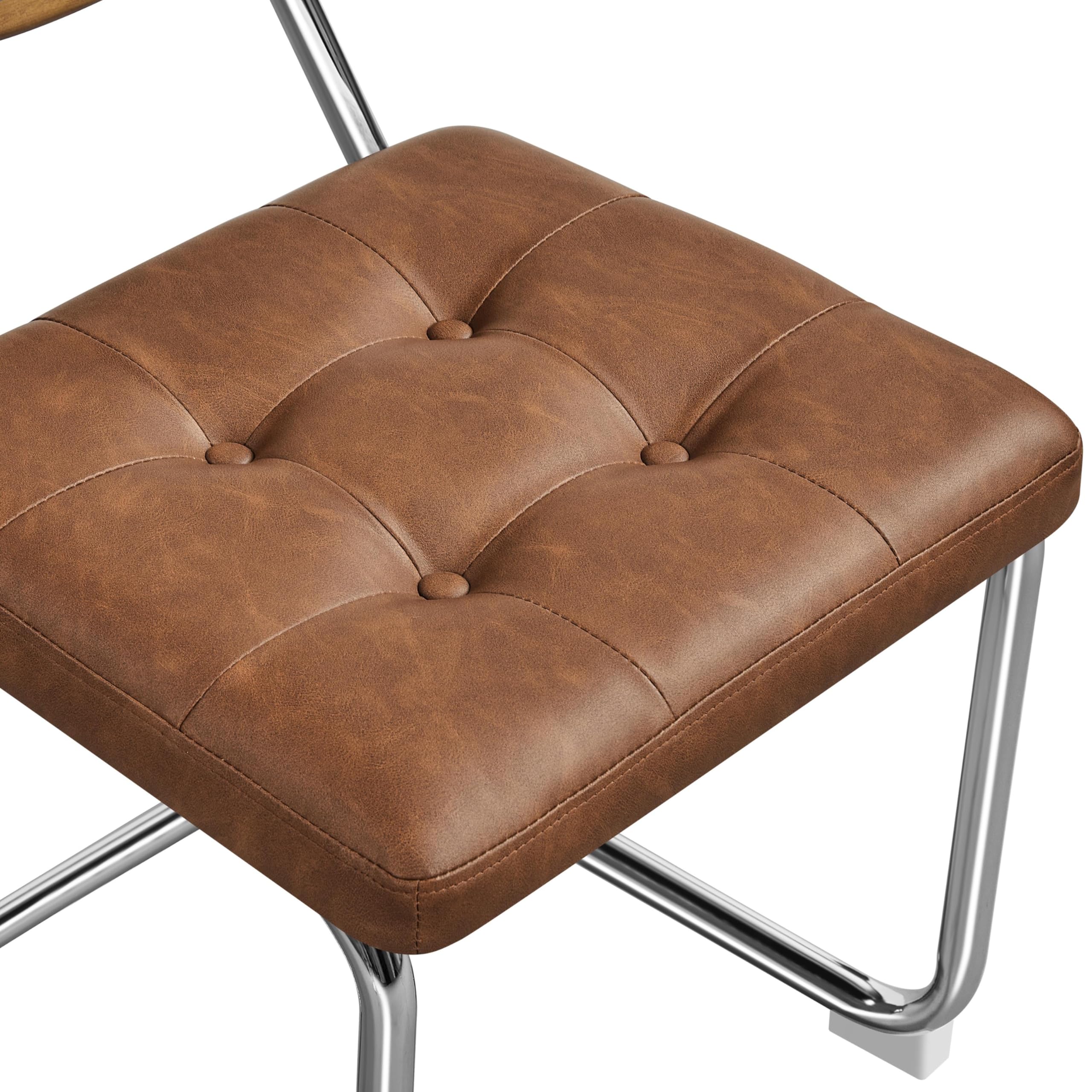 Yaheetech Lot 2 Chaises Cantilever Rotin Tissé Salle à Manger Brun Rustique | Chaise en rotin avec assise confortable, structure métal robuste, idéale pour cuisine ou salon, facile à monter et entretenir