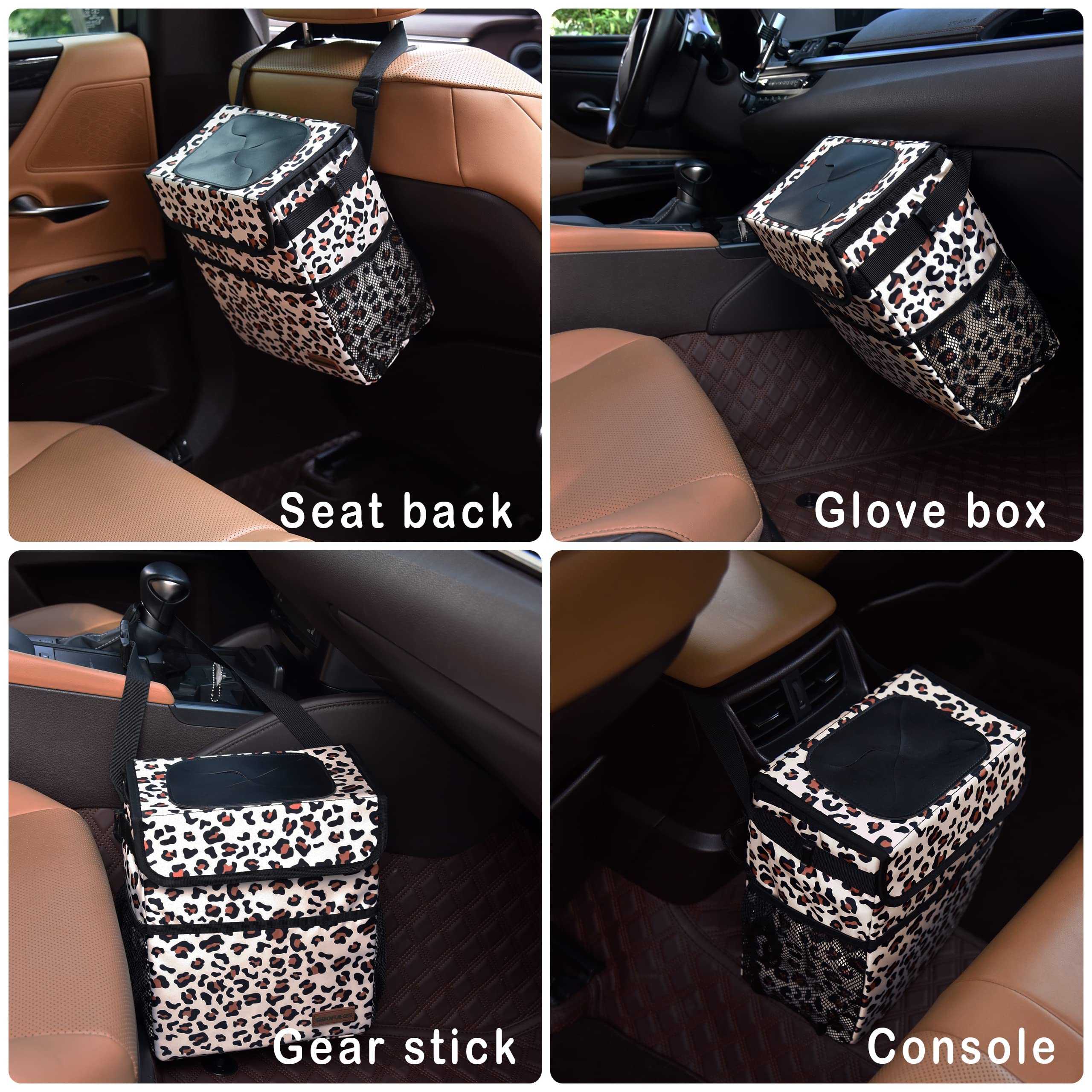 Bote De Basura Para Coche Con Tapa Y Bolsillos De Almacenamiento, Bolsa