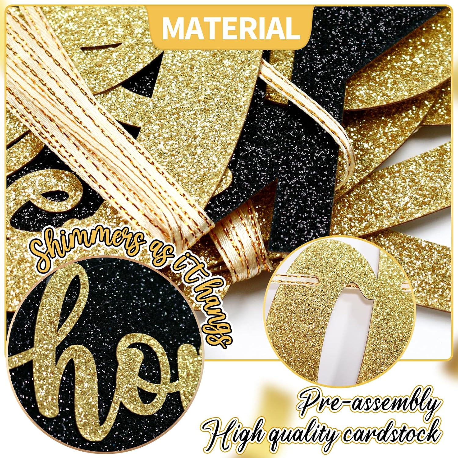 God Bless Our New Home Banner, Gold Glitter image 3