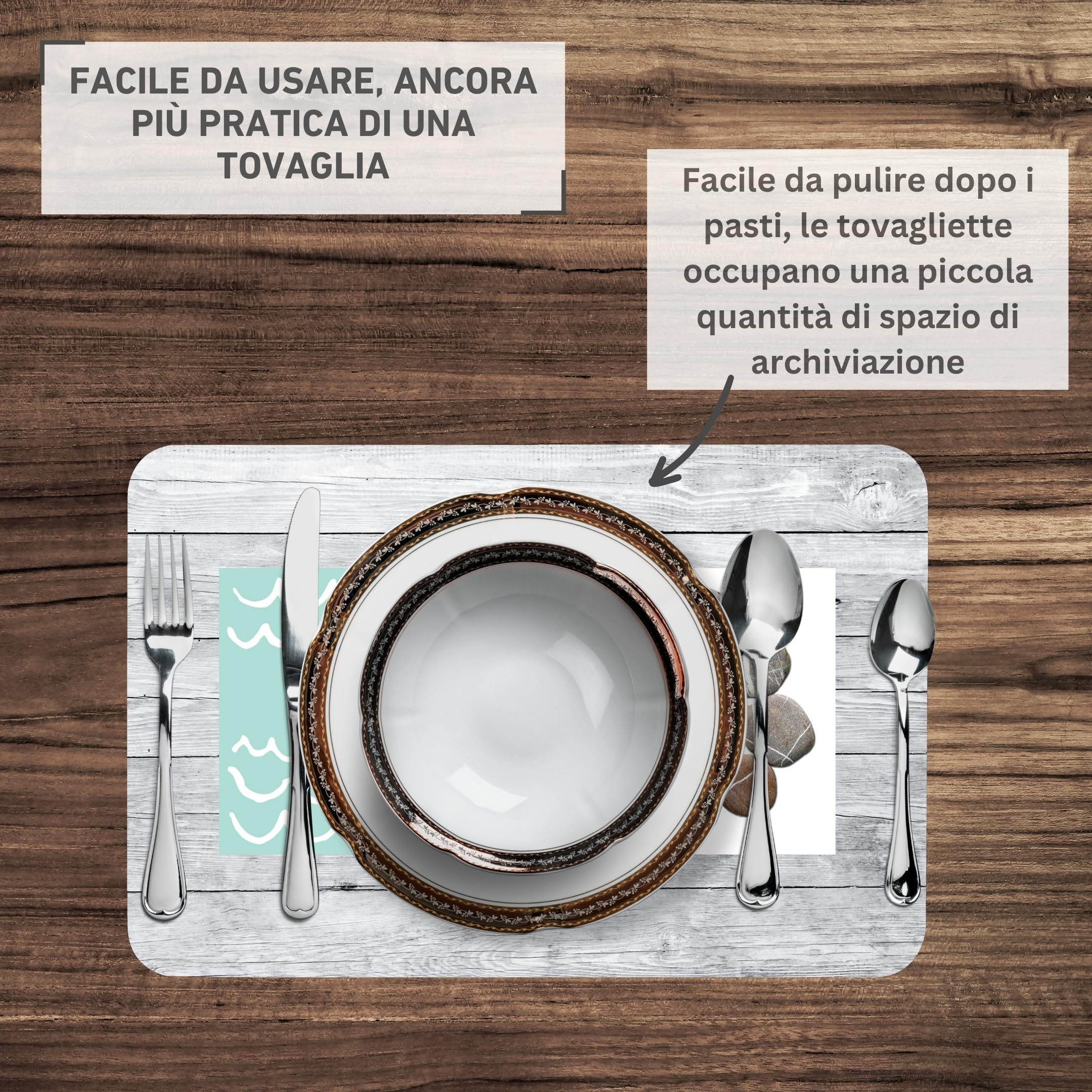 Vénilia Tovagliette Stampa Caline Grigio - 4 Pezzi, 30x45 Cm, In Plastica Resistente Al Calore, Facili Da Pulire, Per Sala Da Pranzo - 2
