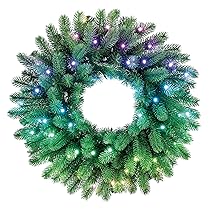 Twinkly Corona Regale Pre-illuminata, Ghirlanda di Natale Artificiale Mappabile con 50 LED RGB, Diametro 60cm, Compatibile con Alexa e Google Home, Decorazione Natalizia Controllata da App