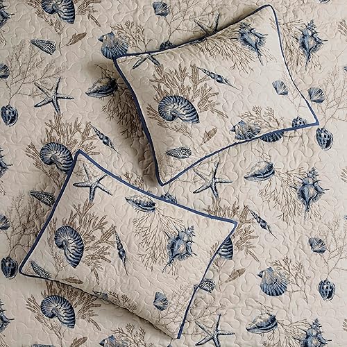 Miniatura 8 de Madison Park Bayside juego de colcha azul, Twin, Twin XL, diseño costero incluye 1 colcha, 3 almohadas decorativas, 2 fundas de almohada