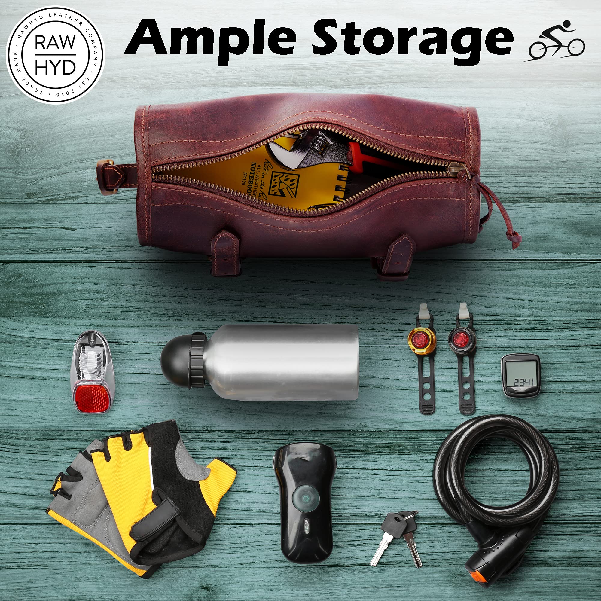 Lederlenkertaschen für Fahrräder,Leder Fahrradtaschen für Lenker,Fahrradzubehör zum Aufbewahren von Telefon,Reise Fahrrad Rahmentasche,Fahrradtasche für Lenker 9.4 Zoll Lx4.5 Zoll B
