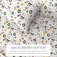 Vista 47 de Great Bay Home Christmas Flannel Sheet Set Full Size - 100% Turkish Cotton, Double-Brushed, Winter Bed Sheets - Ultra-Soft, Cozy, 4-Piece Holiday