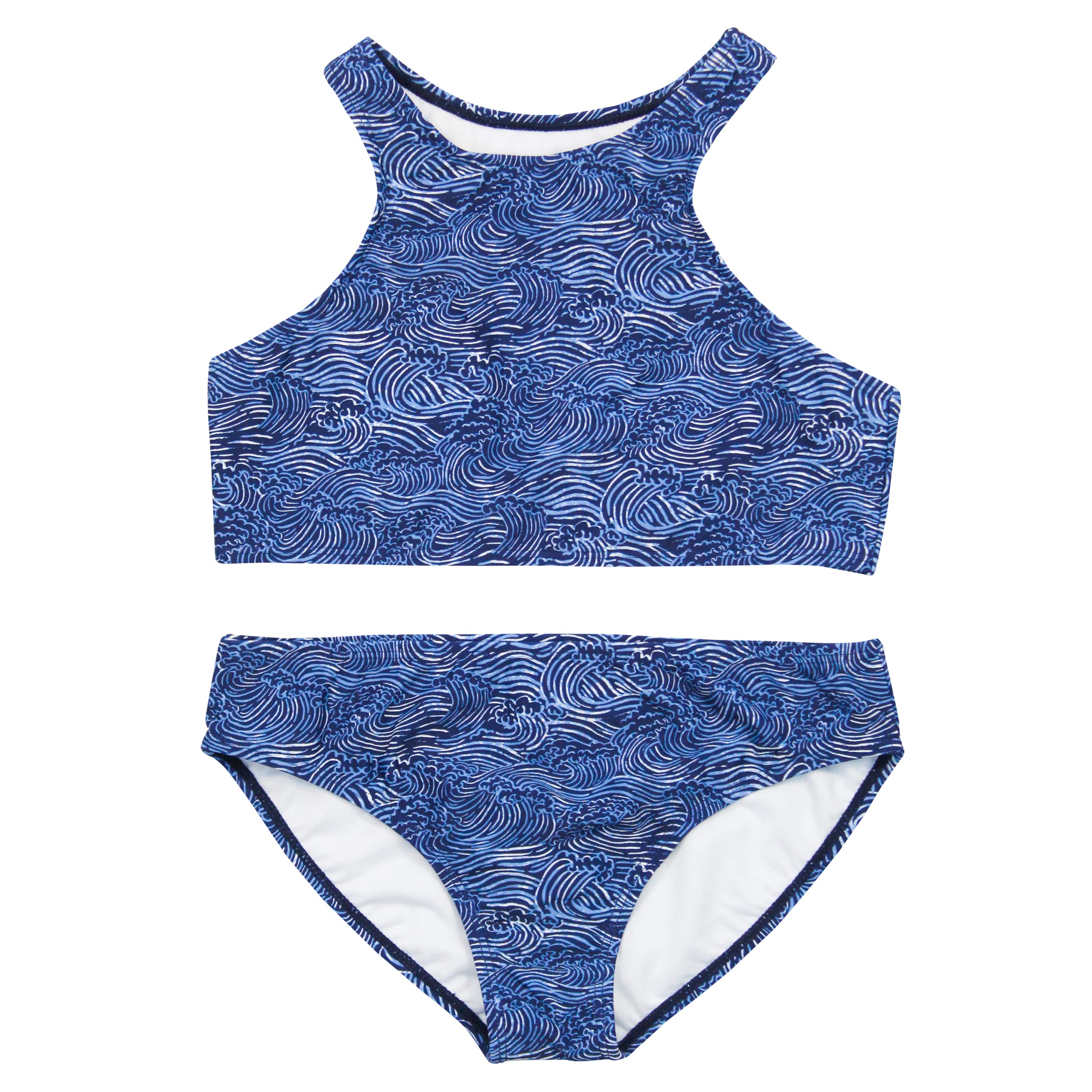 SwimZip Conjunto de 2 piezas de top halter y parte inferior de bikini para niña, protección solar UPF 50+