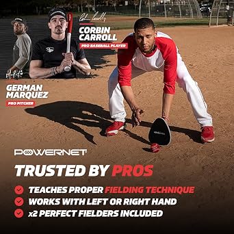 PowerNet Perfect Fielder, Soft Hands Softball & Baseball Training Equipment, Baseball Practice Equipment to Improve Transition Time from Glove to Throwing Hand, Right & Left Hand Universal Fit, 2-PK