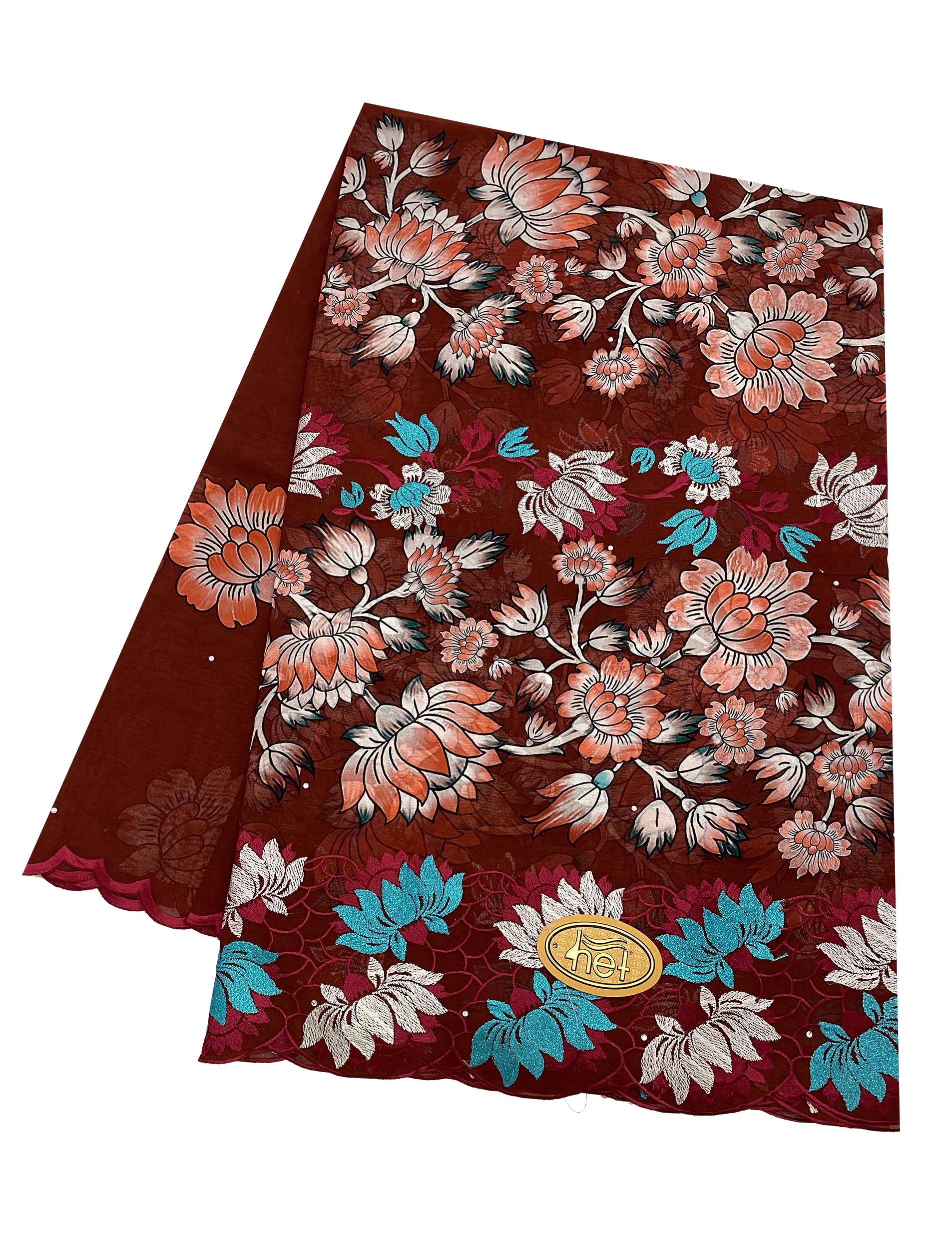 het HARISH EXIM TRADING SWISS LACE Length 5 Yards 100% Cotton Fabric Heavy Embroidered (03)