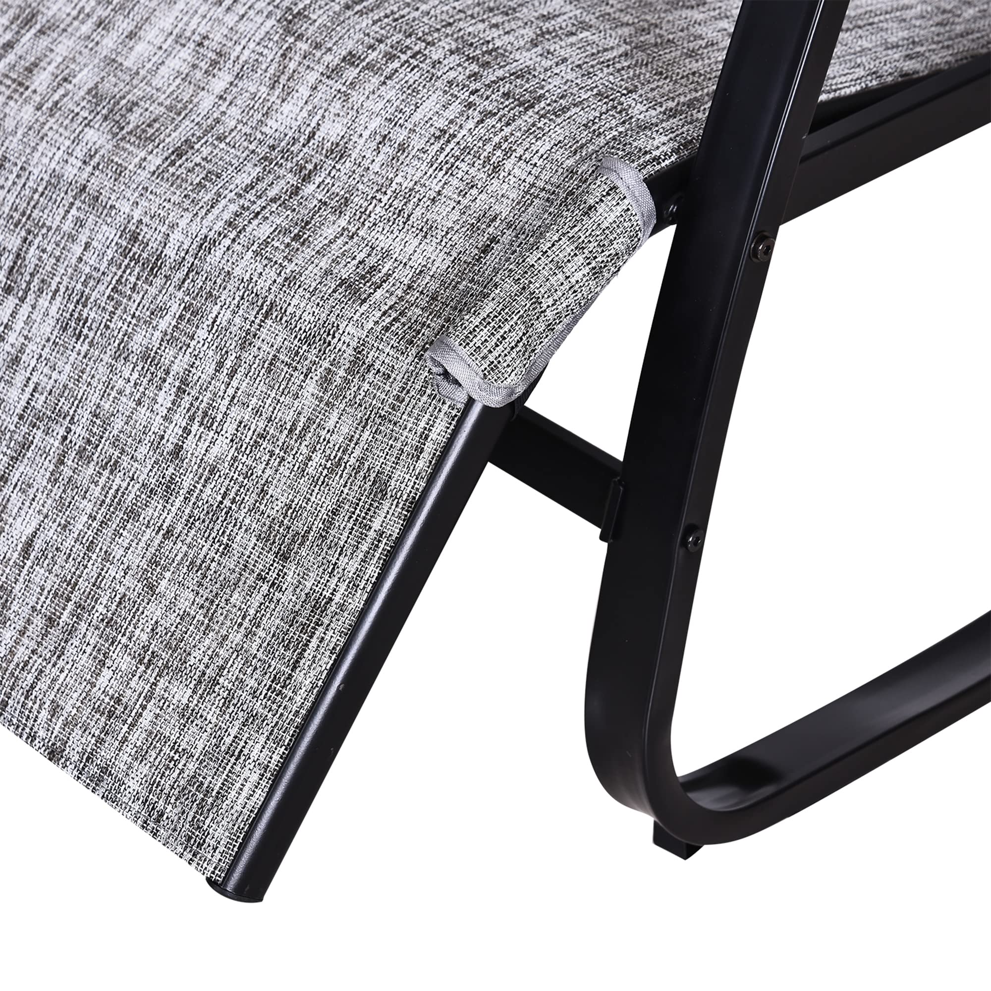 Outsunny Fauteuil à Bascule Dossier inclinable réglable Chaise Longue Pliable dim. 64L x 94l x 108H cm métal époxy Noir textilène Gris chiné