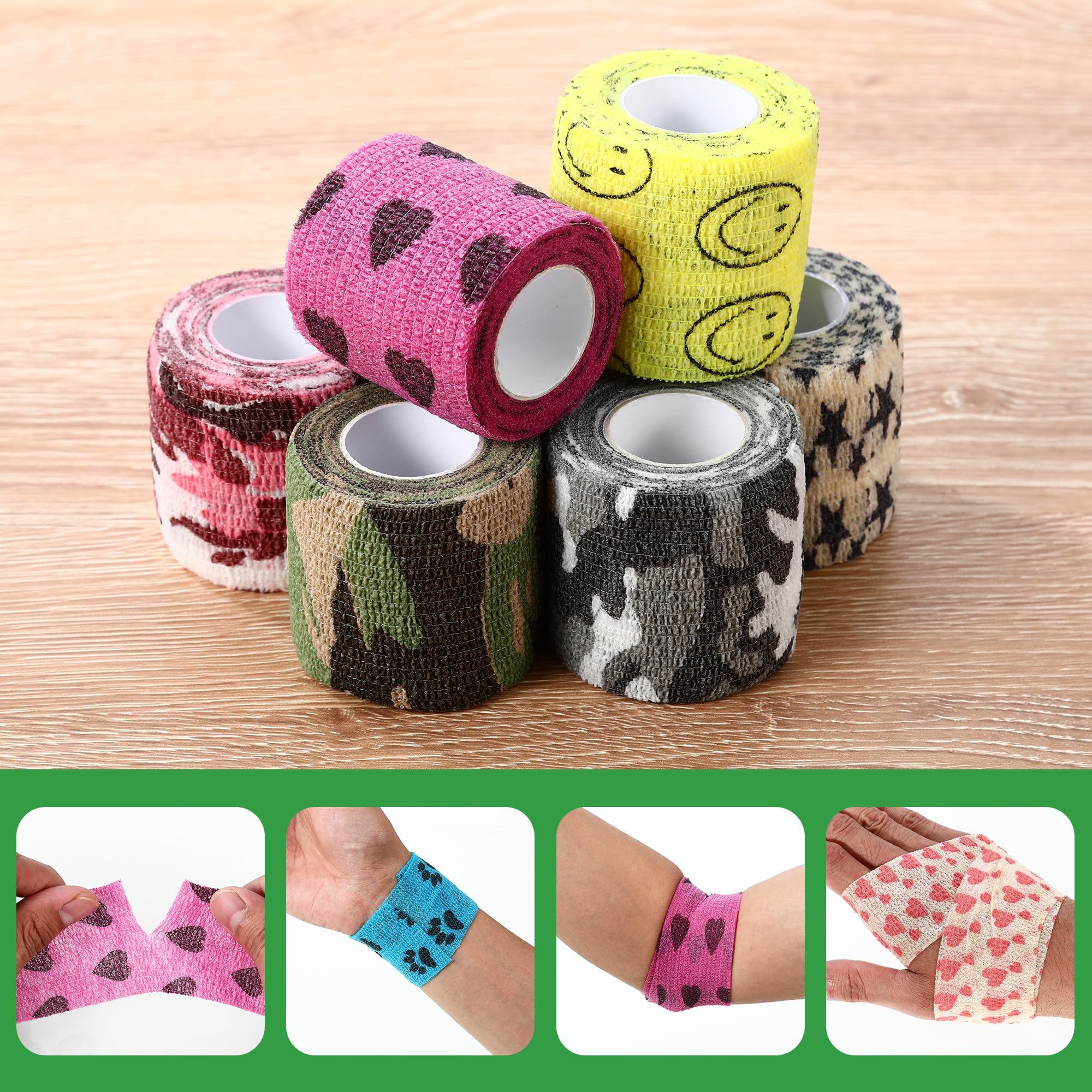 LCXCXY Vendas Autoadhesivas, Venda Cohesiva para Mascotas, 12 Rollos de 5CMX4.5M Venda Cohesiva, Venda Elastica Adhesiva para Gatos, Perros, Caballos y Otros Animales, Venda Autoadhesiva Veterinaria