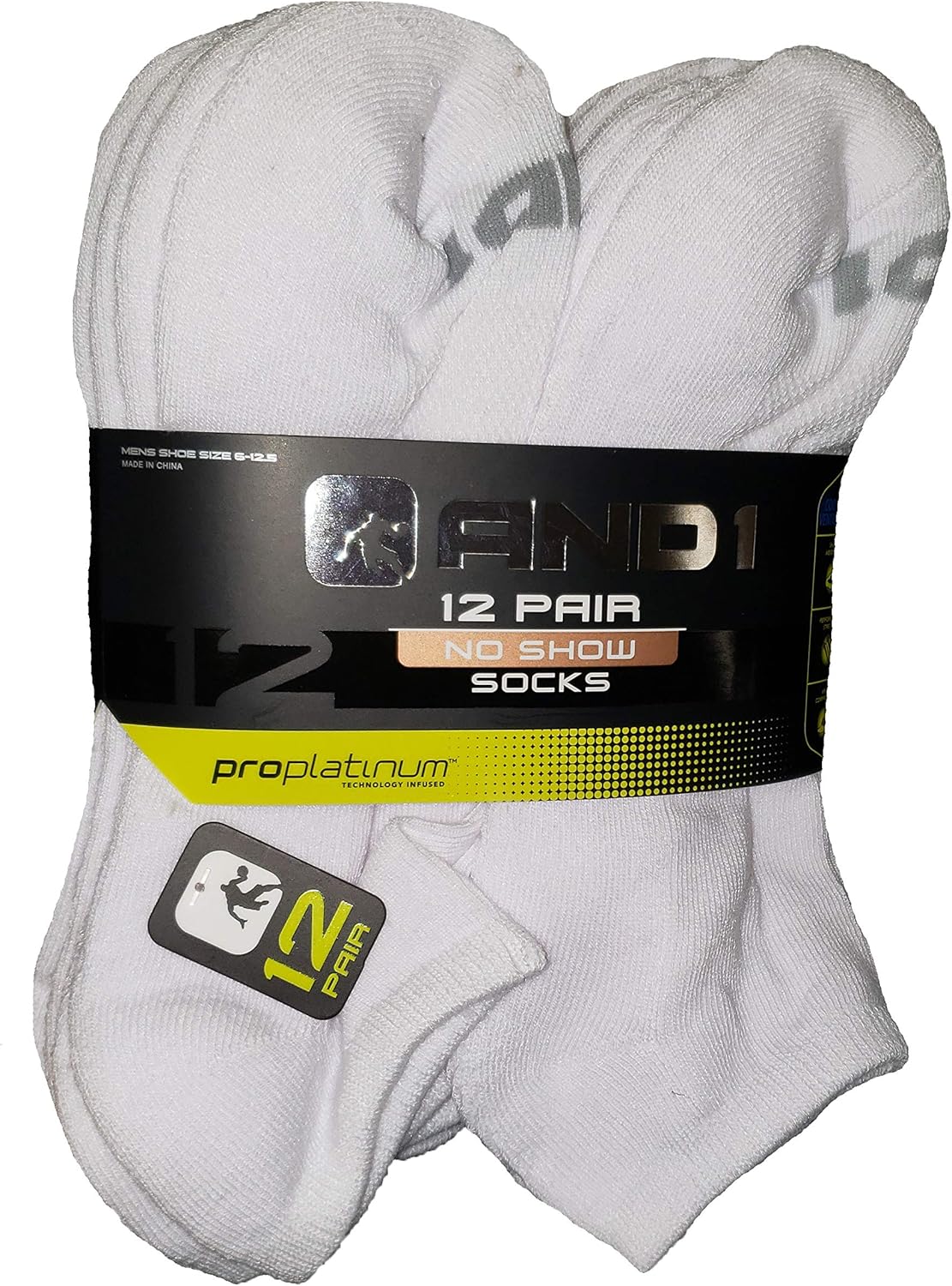 White 12 Pair ProPlatinum No Show Socks