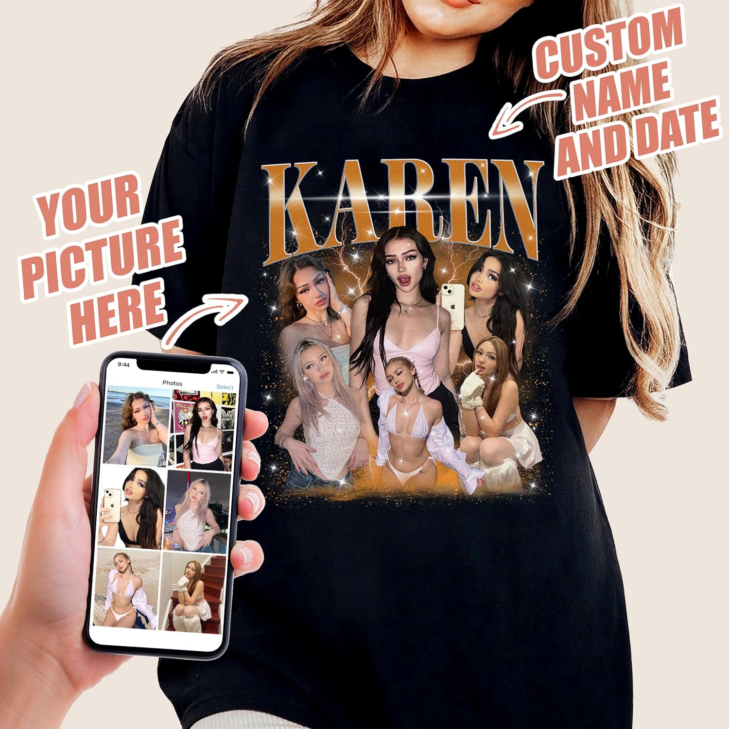 Mit & Mia Custom Bootleg Rap Tee Shirt for Boyfriend Girlfriend Custom Face Tshirt Vintage Graphic Shirt Gift Idea Birthday - Image 4