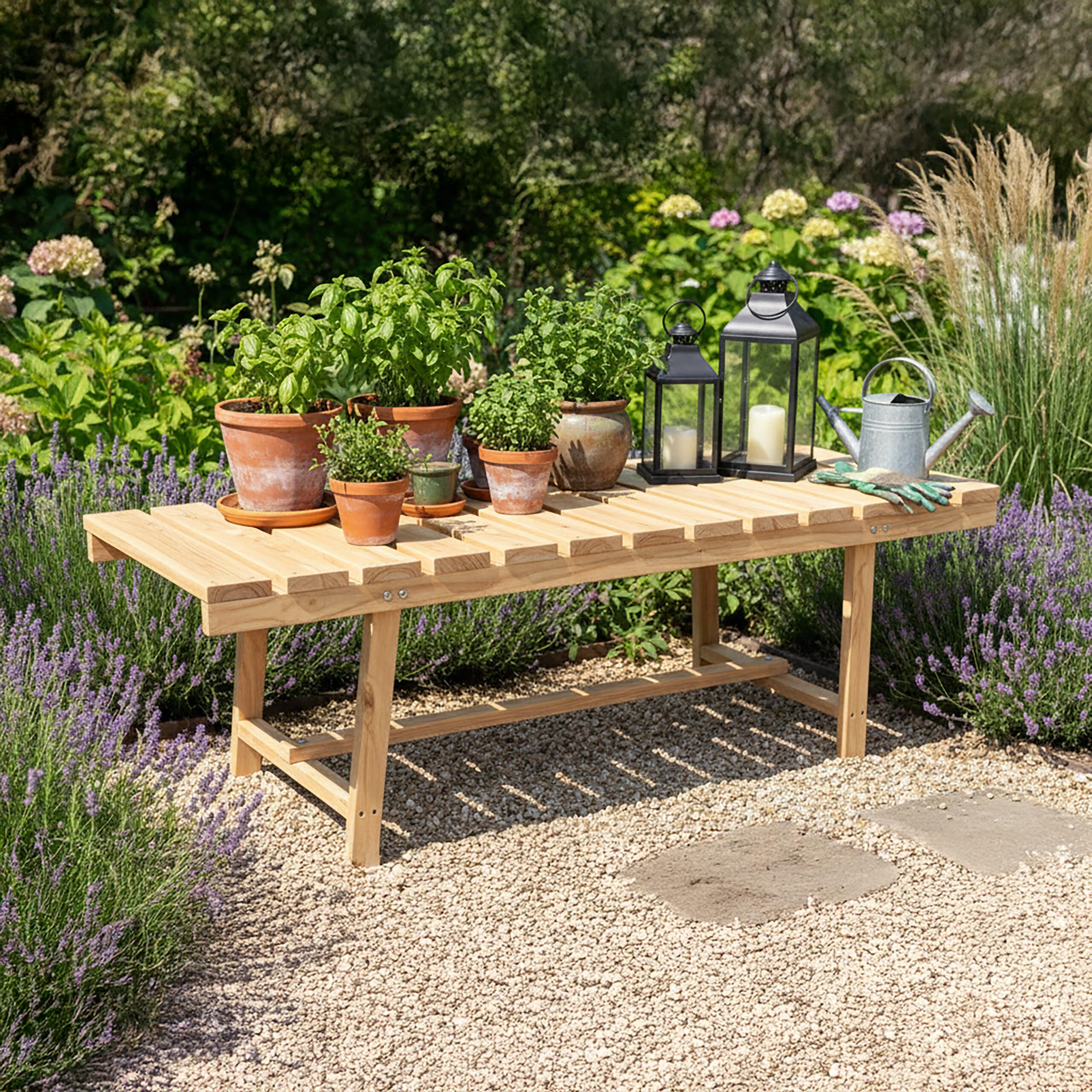 Relaxdays Gartenbank, 2-Sitzer, Terrasse, Balkon, ohne Lehne, Natur