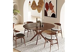 Poype Collection Modern Style Walnut Finished 6-Person 59" Round Dining Table For 6