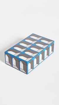 Jonathan Adler Medium Arcade Lacquer Box ، أزرق