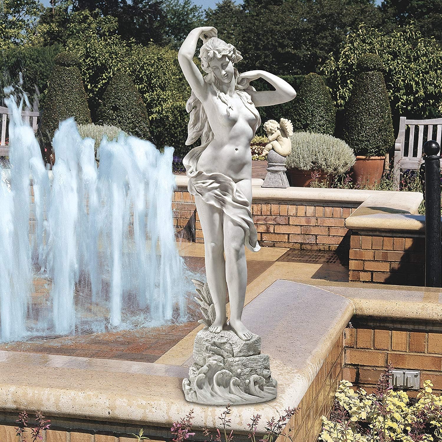 Design Toscano Spring Awakening Classic Woman Garden Statue, 14 inches wide, 40 inches tall, Cast Stone Resin, Antique Stone Finish