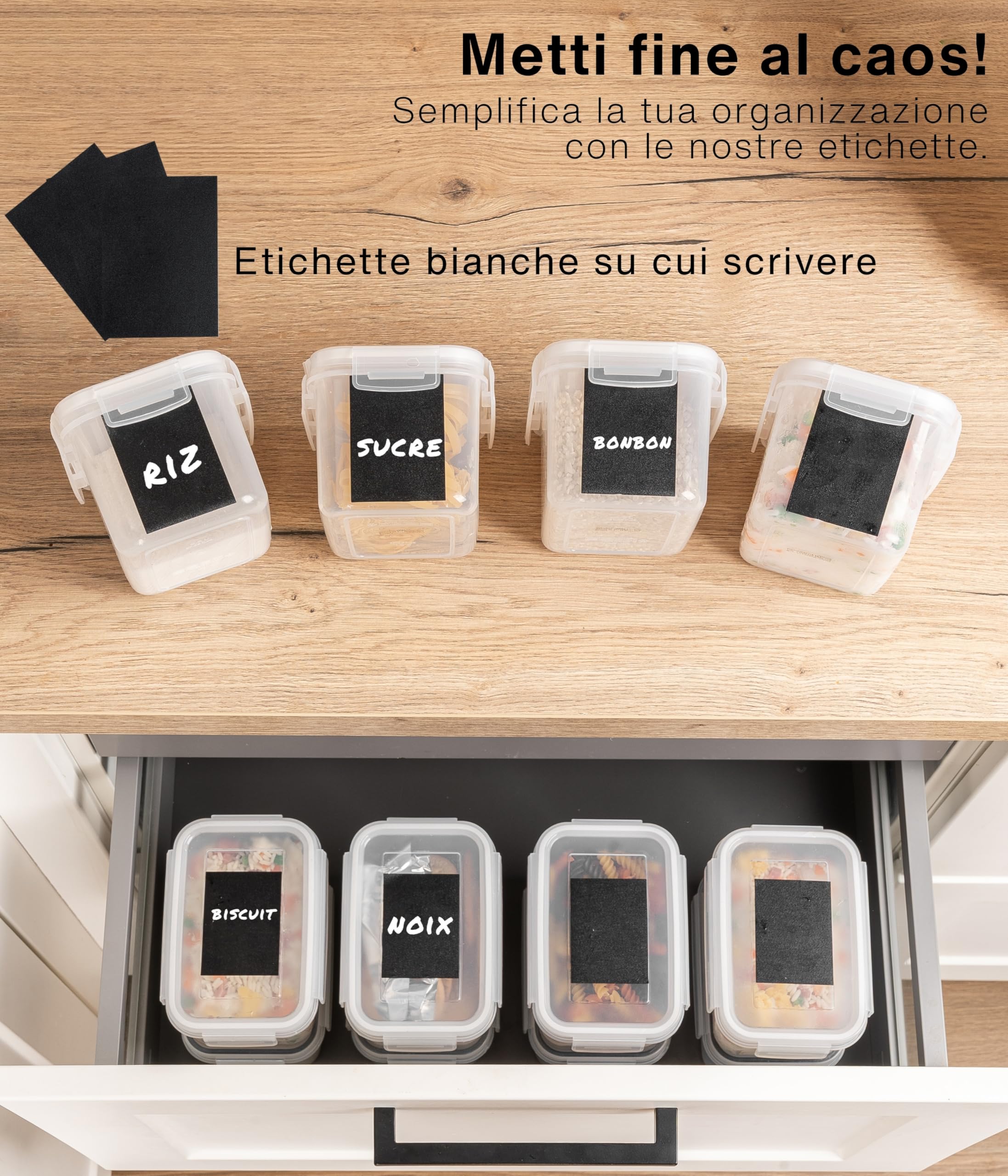 Deco haus Contenitori Ermetici per Alimenti - Contenitori Ermetici Alimentari Plastica con Coperchio per Alimenti Set - Barattoli di Plastica Non BPA - Usi in Cucina - Set di 24