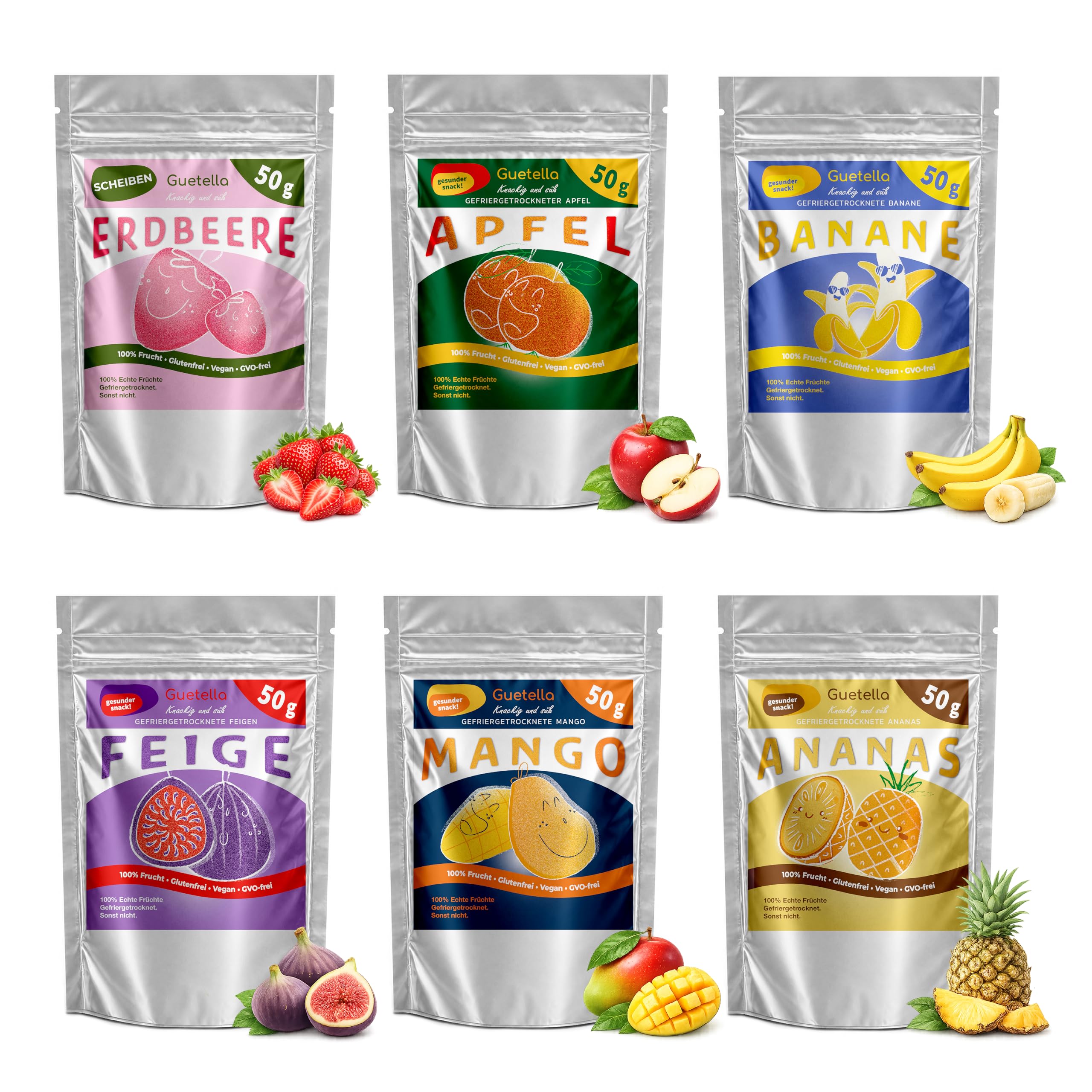 Gefriergetrocknete Erdbeeren, Obst in Scheiben, 100% Trockenfrüchte, natürlich, frei von Zusatzstoffen, höchste Qualität, Erdbeerchips, vegan, Snacks, reines Obst