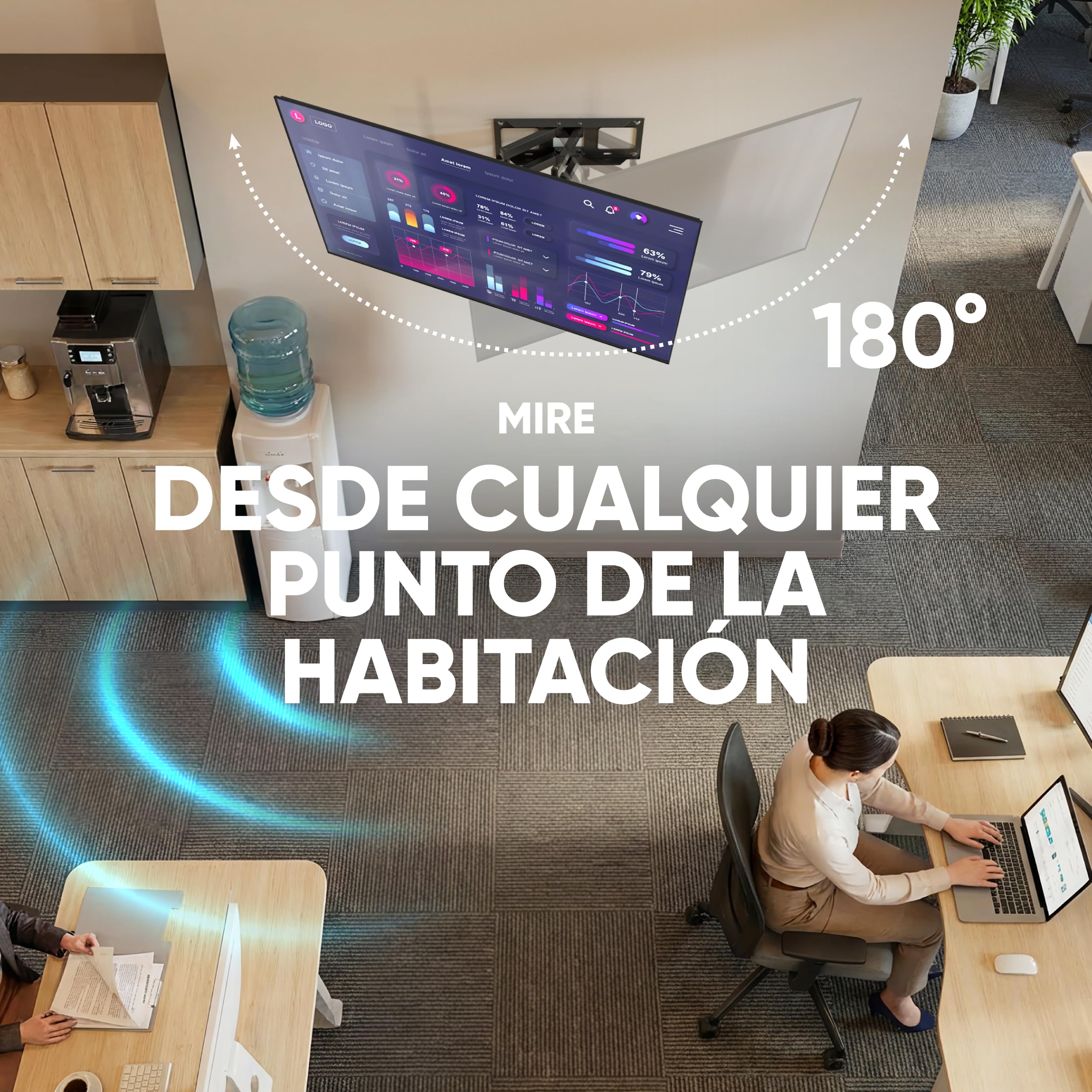 ONKRON Soporte TV Pared 40-75 Pulgadas, hasta 70 kg, VESA 100x100-600x400 mm, Soporte TVs Ajusable, Inclinable y Giratorio 180°, Sujecion TV Pared Extensible con Nivelación ±4°, Negro M6L-B