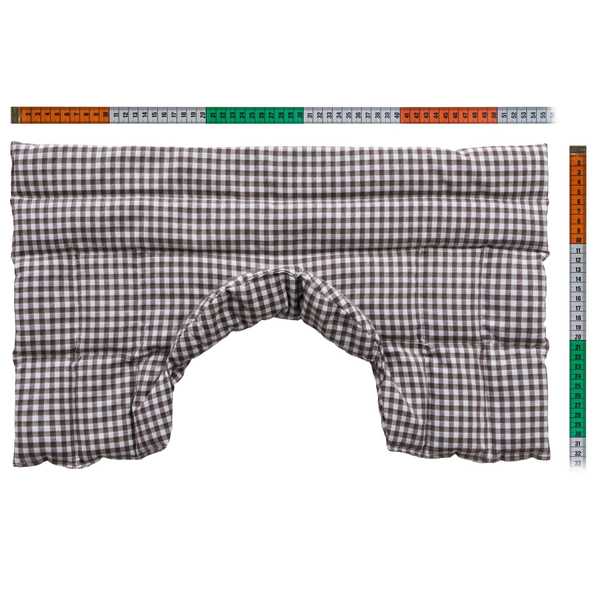 Bio-Dinkelkissen Schulter & Nackenkissen mit Kragen. Wärmekissen Körnerkissen Nackenwärmer für Mikrowelle und Backofen (braun-weiß, Bio-Dinkel)
