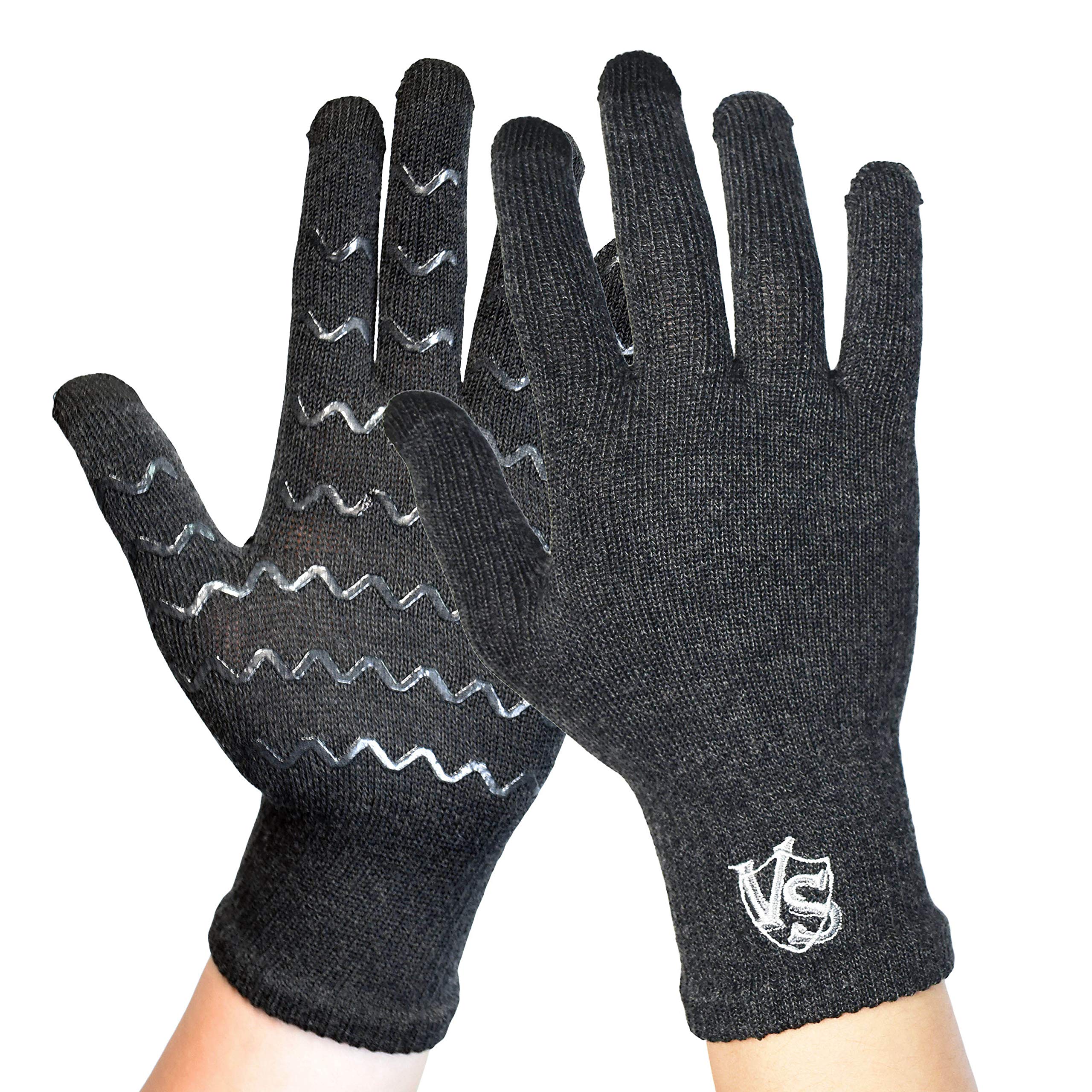 Vital Salveo-Fingerless Compression Arthritis Gloves with Non-Slip for Pain Relief-Rheumatoid, Osteoarthritis Carpal Tunnel Aches (Pair)-Dark Grey-L