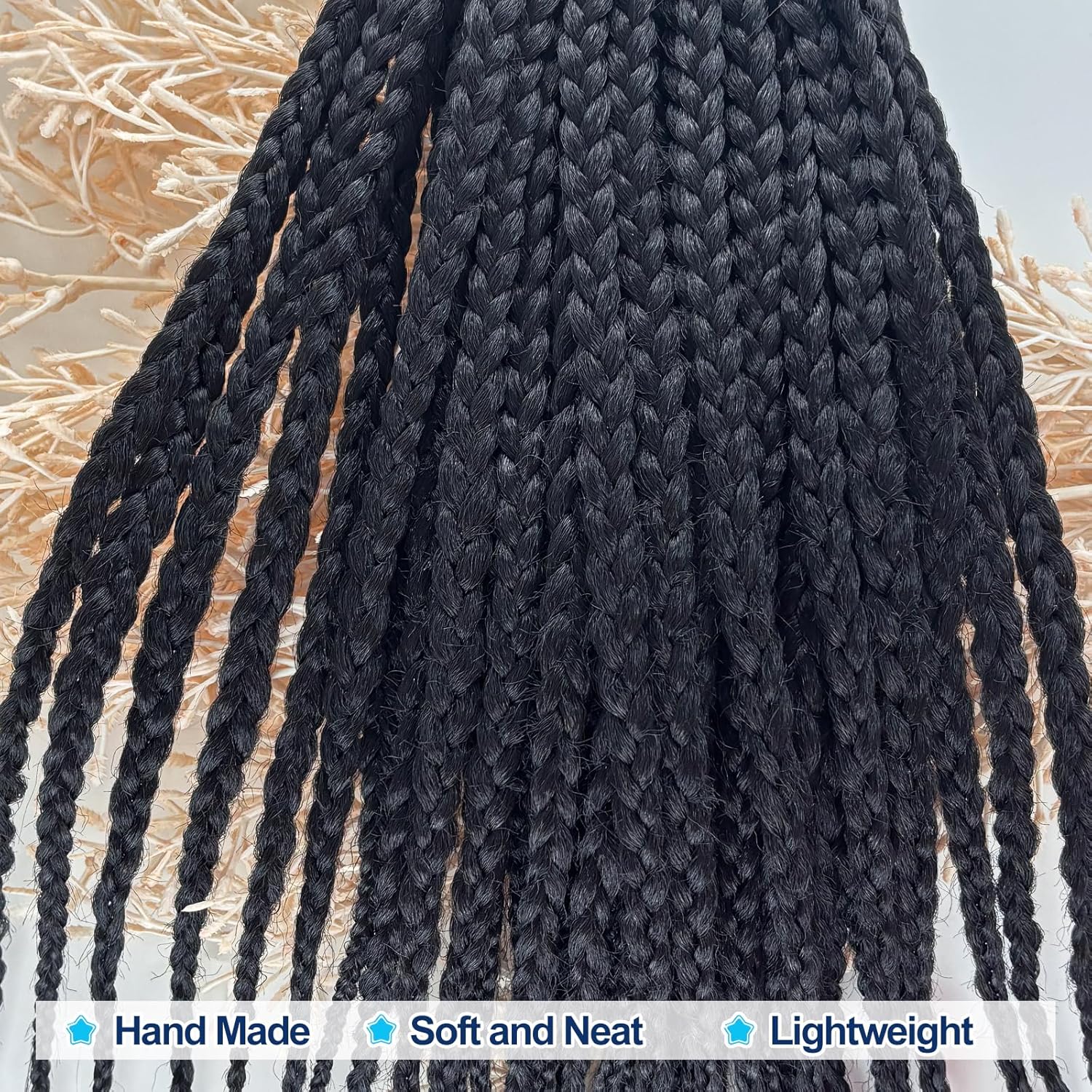 Box Braids Crochet Hair 24 inch Black Pre Looped Crochet Box Braids Hair for Black Women Soft Lightweight Prelooped Braided Hair Extension (Black, 24 Inch)