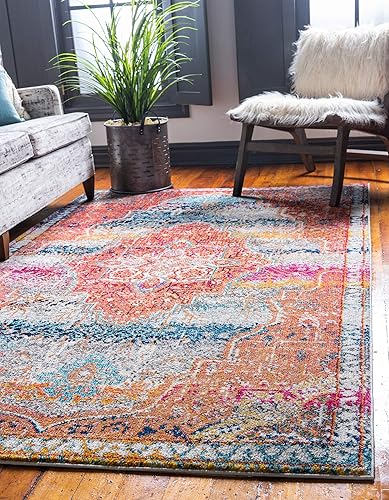 Miniatura 18 de Unique Loom Vita Collection - Alfombra vintage tribal sudoccidental sobreteñida (2 pies x 6 pies 7 pulgadas, para pasillo, turquesa/amarillo)