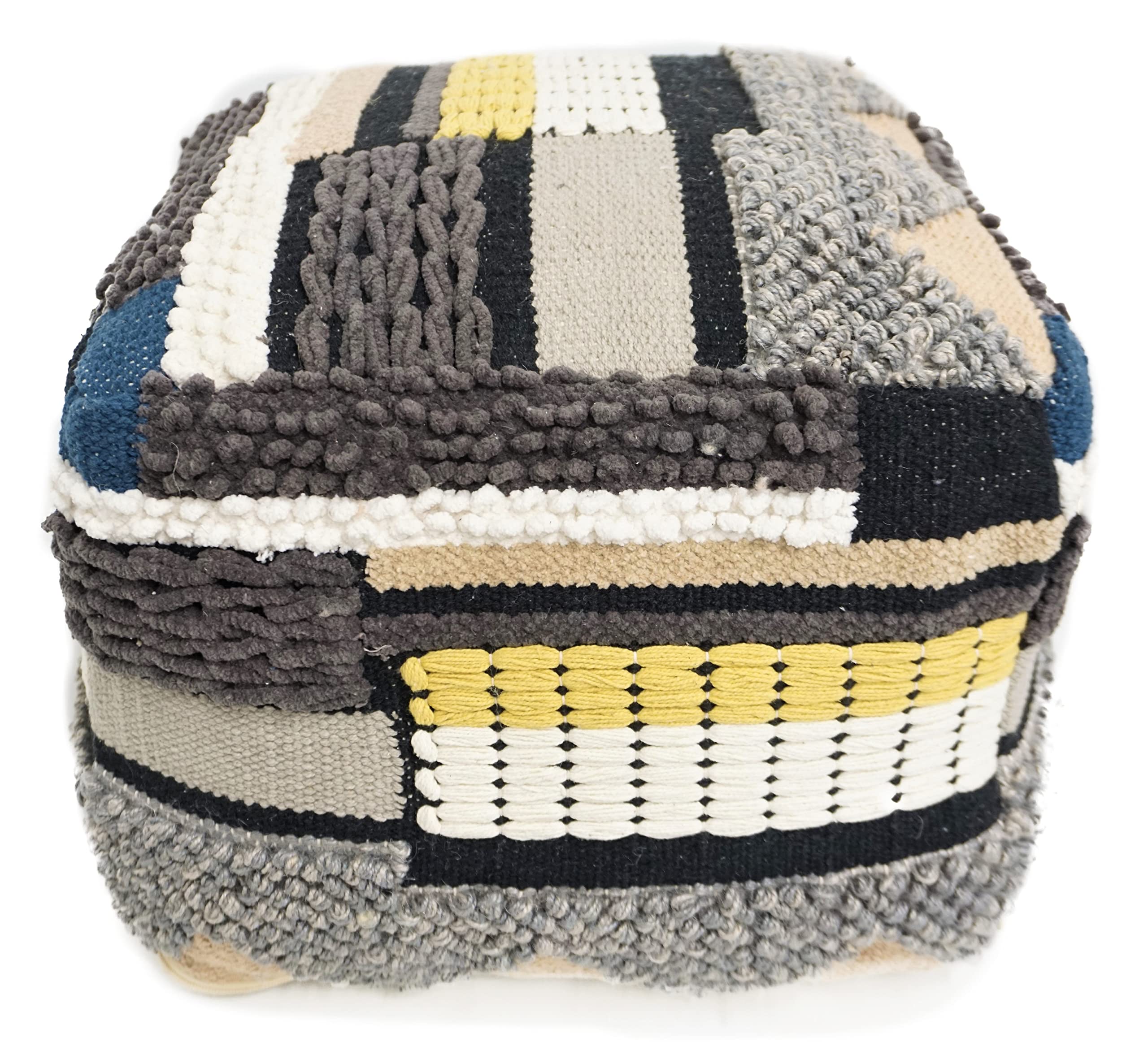 Home&Manor Wool Cotton Nicia Pouf-picture-22