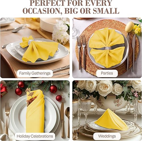 Miniatura 4 de Ultimate Textile -1 docena - Reversible Shantung Satin - Majestic - Servilletas de tela Majestic de 17 x 17 pulgadas color dorado