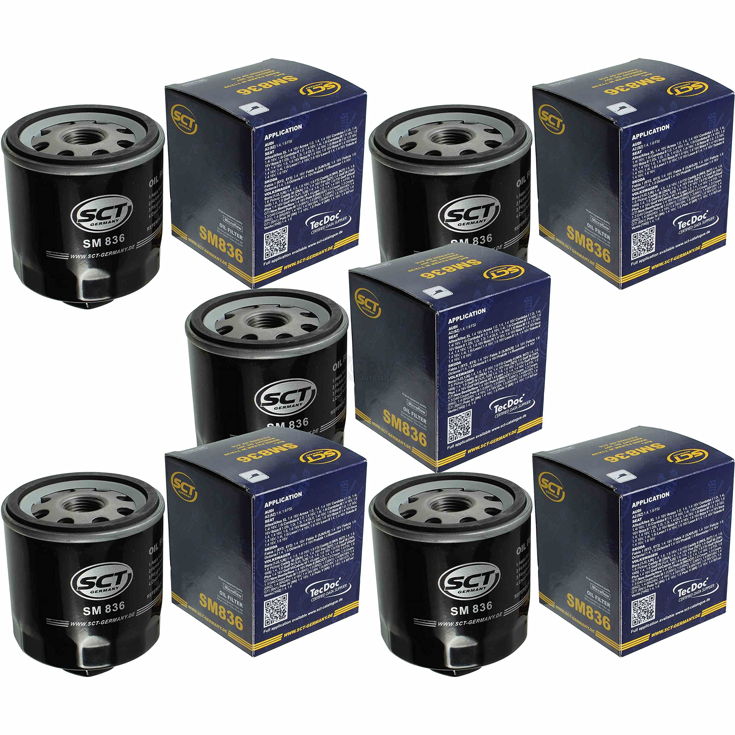 QR-Parts Set 85454789 SM 836 5 filtros de aceite originales SCT