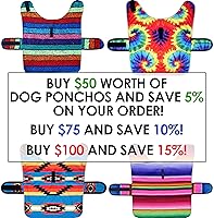 Vista 5 de Poncho de perro hecho a mano de Authentic Mexican Blanket ropa para perros suéter abrigo M Azul