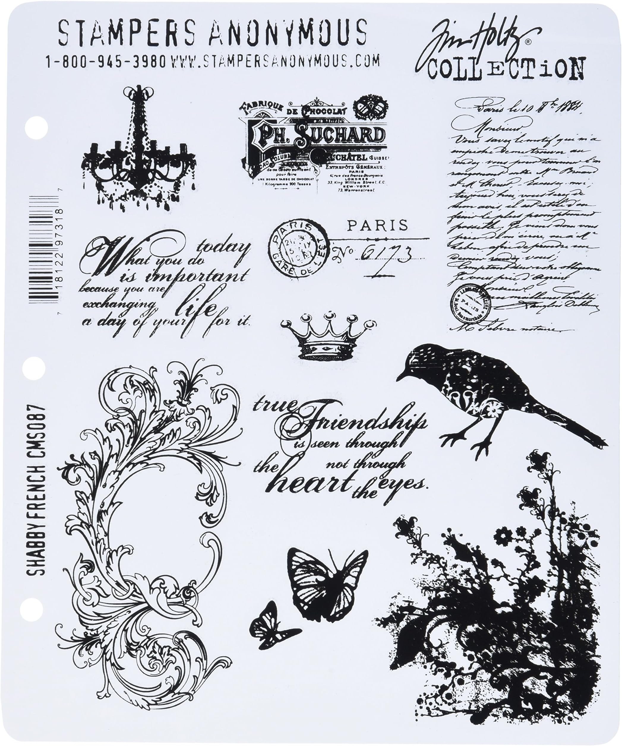 Tim Holtz Cling Stamps 7"X8.5", Shabby French