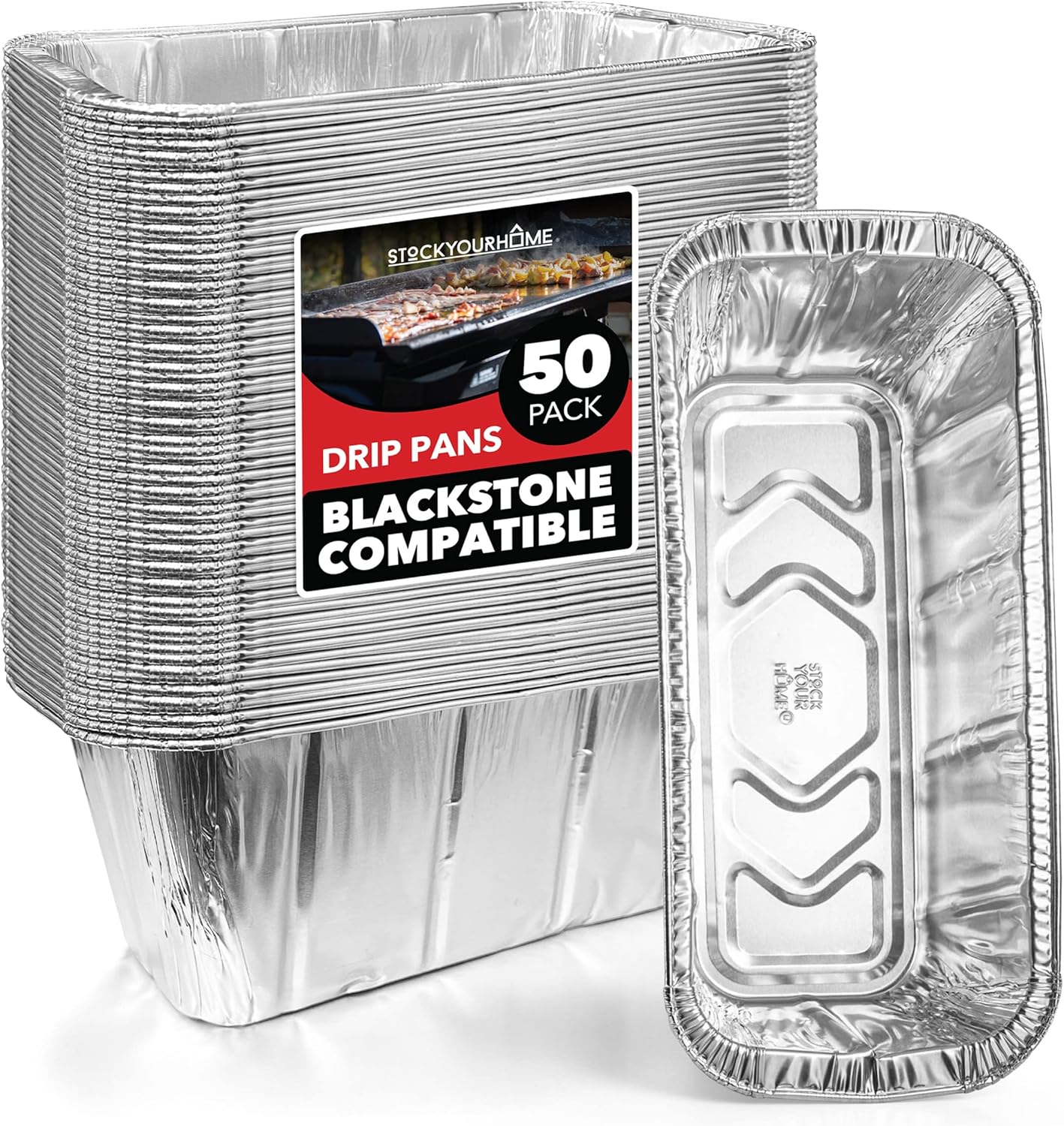 Stock Your Home Foil Grill Drip Pan (50 Pack) Compatible with Blackstone's 28”, 30