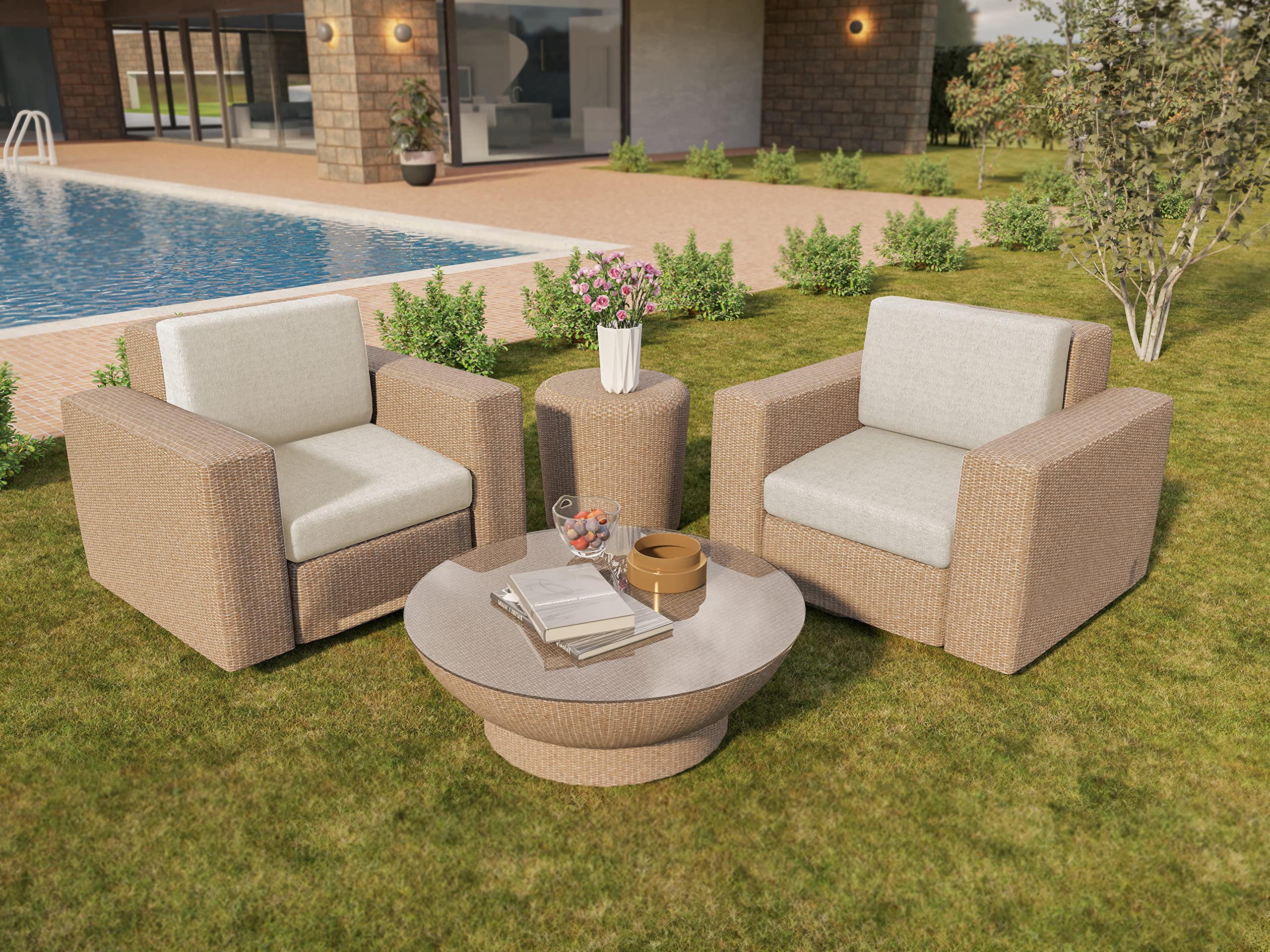 chilly pilley Cuscino Per Mobili Da Giardino Terrazza Balcone Fodera Lavabile Sfoderabile Con Cerniera Lampo Ampia Scelta Di Colori E Dimensioni (Sedile 60x60x15 Crema)